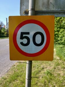 Clean 50MPH Road sign